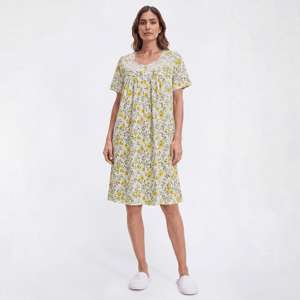 Womens Elegant Dreams Short Sleeve Floral Nightgown